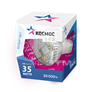 Лампа светодиодная LED 3Вт JCDR GU5.3 230v 4500K 240Лм прозрачная - КОСМОС
