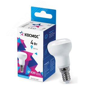 Лампа светодиодная LED 4Вт R39 220В Е14 4500К белый 300 лм - КОСМОС