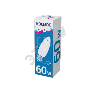 Лампа накаливания декоративная ДС 60Вт 230В Е27 матовая (свеча) Космос