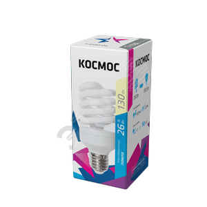Лампа энергосберегающая КЛЛ 26/827 E27 D50x115 спираль - КОСМОС
