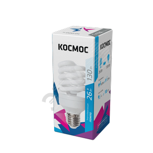 Лампа энергосберегающая КЛЛ 26/842 E27 D50x115 спираль Космос (LKsmT2SPC26wE2742) - КОСМОС