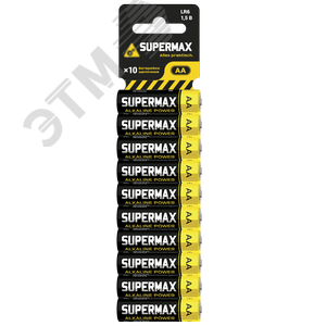 Элемент питания R6 (АА) 1.5V Zinc carbon 10BL, Supermax - КОСМОС
