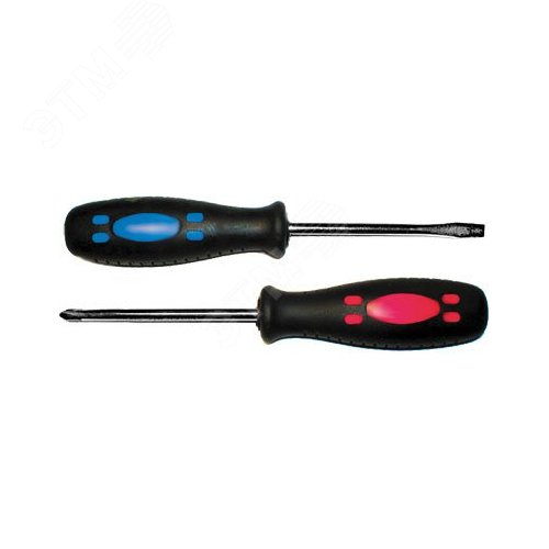 Отвертка двухцветная черно-синяя ручка CrV, 6 х 38 - FIT