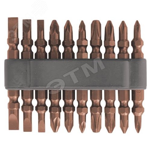 Биты S2 сталь 65мм двухсторонние PH0/PH1/PH2/PH3/PZ0/PZ1/PZ2/SL4/SL5/SL6 (10шт) - FIT
