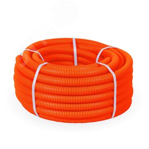 Труба гофрированная ПНД тяжелая безгалогенная (HF) оранжевая с/з д25 (50м/2600м уп/пал) 2