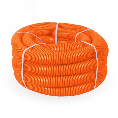 Труба гофрированная ПНД тяжёлая 750 Н безгалогенная (HF) оранжевая с/з d50 мм (15 м/660 м уп/пал) Промрукав 2