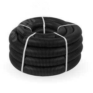 Труба гофрированная ПВХ легкая 350 Н черная с/з d63 мм (15 м/360 м уп/пал) Промрукав 2