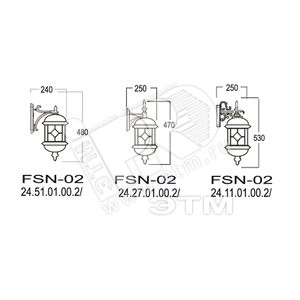 Светильник НБУ-1x100w E27 IP43 черный витраж вниз FSN-02 стойка №9 Санремо (FSN-02) - Gigalight
