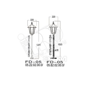 Светильник НТУ-60w E27 IP43 черный 1.1м стойка 82 Диоген (FD-05 Ч) - Gigalight