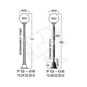Фонарь уличный Глобус белый столб 1.05м - Gigalight