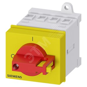Разъединитель 4-P. ГЛАВНЫЙ/АВАРИЙНЫЙ ВЫКЛЮЧАТЕЛЬ IU=16, P/AC-23A AT 400V=7.5KW КРЕПЛЕНИЕ НА МОНТ. РЕЙКУ ИЛИ ПО 2 ОТВЕРСТИЯМ РУКОЯТКА КРАСНЫЙ/ЖЕЛТЫЙ - SIEMENS