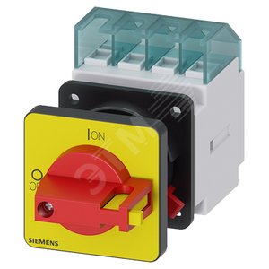 Разъединитель 4-P. ГЛАВНЫЙ/АВАРИЙНЫЙ ВЫКЛЮЧАТЕЛЬ IU=16, P/AC-23A AT 400V=7.5KW ПЕРЕКЛЮЧАТЕЛЬ-OP. MECH. КРАСНЫЙ/ЖЕЛТЫЙ - SIEMENS