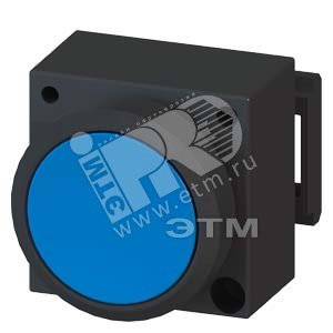 22MM PLASTIC ROUND ACTUATOR: ILLUMINATED PUSHBUTTON WITH FLAT BUTTON ILLUMINABLE INCL. HOLDER ДЛЯ 3 ELEMENTS WITH HOLDER BLUE - SIEMENS