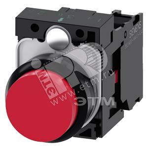 Кнопка выступающая 22мм круглая 1NC пластик красная винтовые клеммы