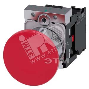 3SU1150-1BA20-1CA0 ГРИБОВИДНАЯ КНОПКА, 22MM, КРУГЛАЯ, МЕТАЛЛИЧЕСКАЯ ГЛЯНЦЕВАЯ, КРАСНАЯ, 40MM, С ФИКС