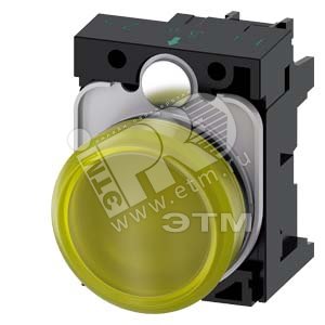 3SU1102-6AA30-1AA0 СВЕТОВОЙ ИНДИКАТОР, 22MM, КРУГЛЫЙ, ПЛАСТИК, ЖЁЛТЫЙ МАТОВЫЙ РАССЕИВАТЕЛЬ, С ДЕРЖАТ