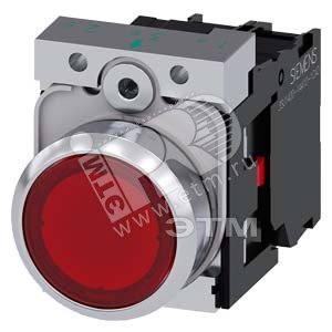 Кнопка плоская с подсветкой 22 мм круглая 1NC 110V AC круглая металлическая глянцевая красная