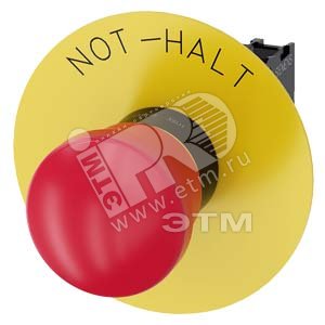 Кнопка аварийная грибовидная 22мм с фиксацией 1NC с надписью пластик красная винтовые клеммы