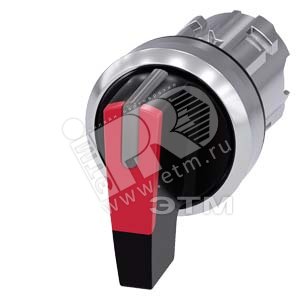 Актуатор поворотного переключателя подсветка 22мм металл 3 положения: I>O<II без фиксации