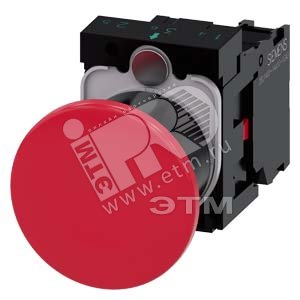 Кнопка грибовидная 22мм круглая с фиксацией 1NC пластик красная винтовые клеммы