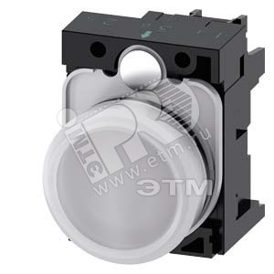 Индикатор световой 22мм круглый пластик 230V AC белый матовый рассеиватель