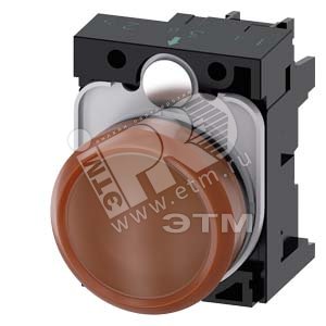 3SU1106-6AA00-1AA0 СВЕТОВОЙ ИНДИКАТОР, 22MM, КРУГЛЫЙ, ПЛАСТИК, ЯНТАРНЫЙ МАТОВЫЙ РАССЕИВАТЕЛЬ, С ДЕР