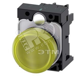 3SU1103-6AA30-1AA0 СВЕТОВОЙ ИНДИКАТОР, 22MM, КРУГЛЫЙ, ПЛАСТИК, ЖЁЛТЫЙ МАТОВЫЙ РАССЕИВАТЕЛЬ, С ДЕРЖАТ