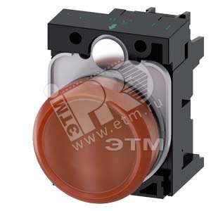 Индикатор световой 22мм круглый 110V AC пластик янтарный матовый рассеиватель