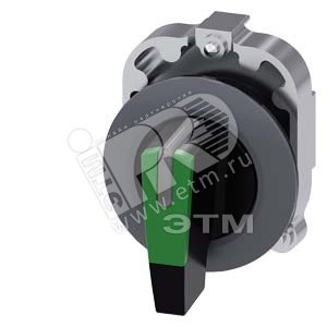 Актуатор поворотного переключателя подсветка 30мм металл 3 положения: I-O-II с фиксацией