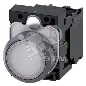 Кнопка плоская с подсветкой 22мм круглая 1NO 24V AC/DC белая