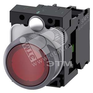 3SU1132-0AB20-1BA0 КНОПКА С ПОДСВЕТКОЙ, 22MM, КРУГЛАЯ,  ПЛАСТИК С МЕТАЛЛИЧЕСКИМ ФРОНТАЛЬНЫМ КОЛЬЦОМ,