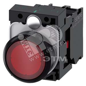 3SU1103-0AB20-1CA0 КНОПКА С ПОДСВЕТКОЙ, 22MM, КРУГЛАЯ, ПЛАСТИК, КРАСНАЯ, ПЛОСКАЯ КНОПКА, КОНТАКТЫ МГ