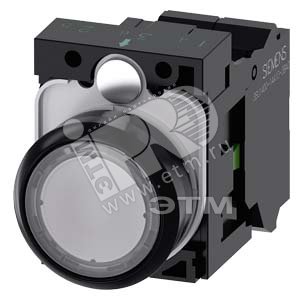 Кнопка плоская с подсветкой 22мм круглая 1NO 230V AC пластик прозрачная