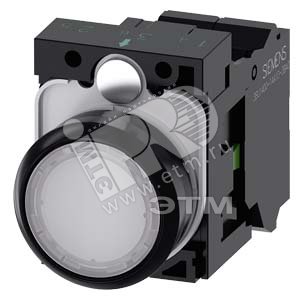 Кнопка плоская с подсветкой 22мм круглая 1NO 24V AC/DC пластик белая