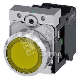 Кнопка плоская с подсветкой 22 мм круглая 1NO 110V AC круглая металлическая желтая