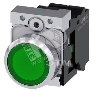 3SU1152-0AB40-3BA0 КНОПКА С ПОДСВЕТКОЙ, 22MM, КРУГЛАЯ, МЕТАЛЛИЧЕСКАЯ ГЛЯНЦЕВАЯ, ЗЕЛЁНАЯ, ПЛОСКАЯ КНО