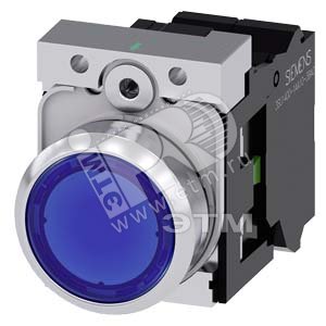 3SU1152-0AB50-3BA0 КНОПКА С ПОДСВЕТКОЙ, 22MM, КРУГЛАЯ, МЕТАЛЛИЧЕСКАЯ ГЛЯНЦЕВАЯ, СИНЯЯ, ПЛОСКАЯ КНОПК