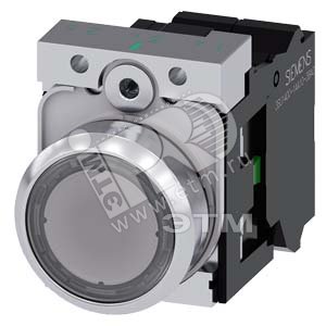 3SU1153-0AB70-3BA0 КНОПКА С ПОДСВЕТКОЙ, 22MM, КРУГЛАЯ, МЕТАЛЛИЧЕСКАЯ ГЛЯНЦЕВАЯ, ПРОЗРАЧНАЯ, ПЛОСКАЯ