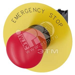 Кнопка аварийная грибовидная 22мм с фиксацией 1NC с надписью пластик красная винтовые клеммы
