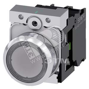 Кнопка плоская с подсветкой 22мм круглая 1NO 24V AC/DC металлическая прозрачная