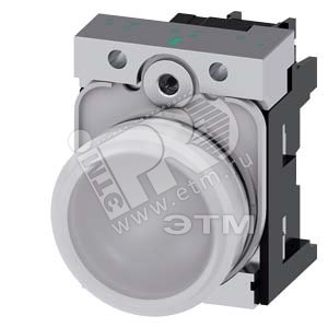 3SU1152-6AA60-1AA0 СВЕТОВОЙ ИНДИКАТОР, 22MM, КРУГЛЫЙ, МЕТАЛЛИЧЕСКИЙ ГЛЯНЦЕВЫЙ, БЕЛЫЙ МАТОВЫЙ РАССЕИВ