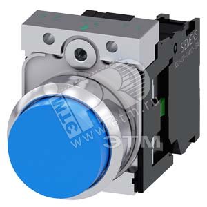 3SU1150-0BB50-1BA0 КНОПКА, 22MM, КРУГЛАЯ, МЕТАЛЛИЧЕСКАЯ ГЛЯНЦЕВАЯ, СИНЯЯ, ВЫСТУПАЮЩАЯ КНОПКА, КОНТАК