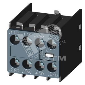 ВСПОМОГАТЕЛЬНЫЙ SWITCH BLOCK , 2НО+2НЗ COND. PATHS: 1НЗ,  1НЗ, 1НО, 1НО, F. CONT. RELAYS A. MOTOR CONT. SZ S00 AND S0, SCREW TERMINAL DIN EN 50012 AND DIN EN 50005 - SIEMENS