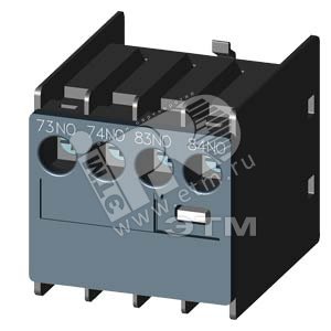 ВСПОМОГАТЕЛЬНЫЙSWITCH BLOCK,FRONT,2НО, CURR.PATH:1НО, 1НО, CONN.F.AB., F. CONT. RELAYS A. MOTOR КОНТАКТОР SZ S00 AND S0, SCREW TERMINAL 73 / 74, 83 / 84 MULTI-UNIT PACKAGE = 60 UNITS - SIEMENS