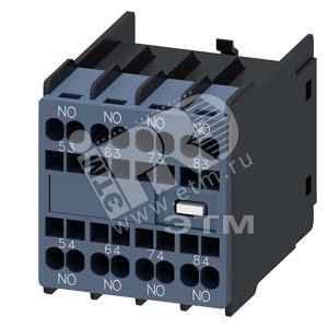 3RH2911-2GA40 БЛОК ДОП.КОНТАКТОВ , 4NO COND. PATHS: 1NO, 1NO, 1NO, 1NO FOR ВСПОМОГАТЕЛЬНЫЙ КОНТАКТОР - SIEMENS