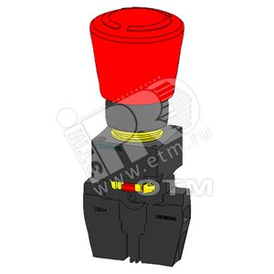 КОМПЛЕКТНОЕ УСТРОЙСТВО ROUND, PLASTIC MUSHROOM BUTTON, ROUND, JUMP 40 MM WITH OUTWIT PROTECTION RED, 1NO+1NC C EMERG. LABEL SPRING-LOADED TERMINAL - SIEMENS