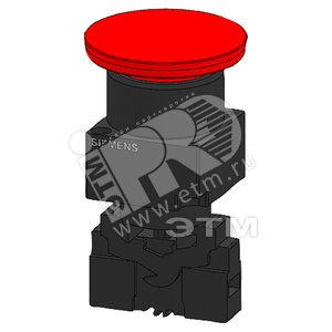 КОМПЛЕКТНОЕ УСТРОЙСТВО,  ROUND MUSHROOM PUSHBUTTON MAINTAINED CONTACT, RED, 1NC С ПРУЖИННЫМИ КОНТАКТАМИ - SIEMENS