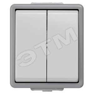 DELTA FLACHE Выключатель двухклавишный 10А 250В наружный IP44 с защитой от брызг