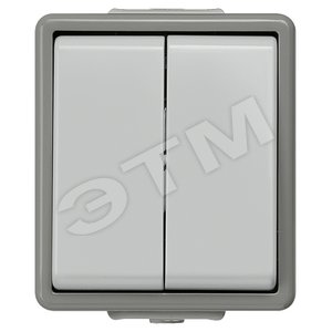 DELTA FLACHE Выключатель двухклавишный 10А 250В наружный IP44 с защитой от брызг (5TA4708)