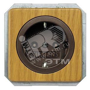 DELTA NATURE ТЕМНЫЙ ДУБ КРЫШКА РОЗЕТКИ БЕЗ ВСТАВКИ С ДОП. ЗАЩИТОЙ ОТ ПОРАЖЕНИЯ 62X62 MM (5UH1231) - SIEMENS